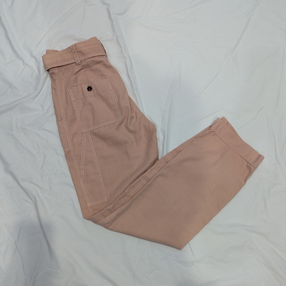 Sandro Paris Blush Pink wide Trousers  38 US sz 6 tie belt high waist button fly - Picture 11 of 12